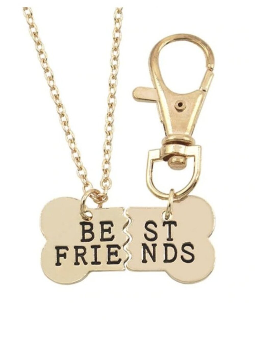 Gold Dog Tag Pendant Best Friends 2 Piece Dog Collar & Owner Matching Necklace
